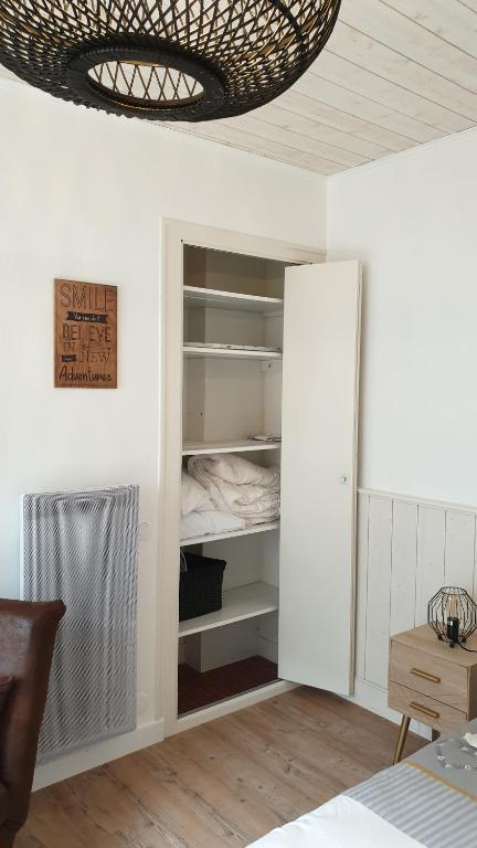 Postel nebo postele na pokoji v ubytování Les studios vue mer Le Matlo