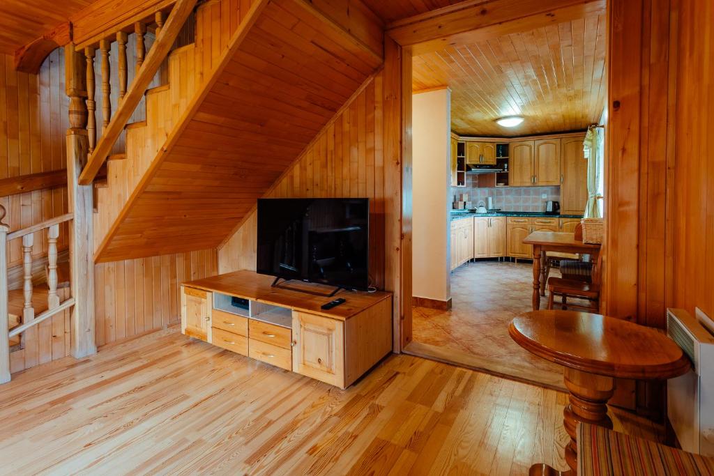 Televízia a/alebo spoločenská miestnosť v ubytovaní Chata Alpina
