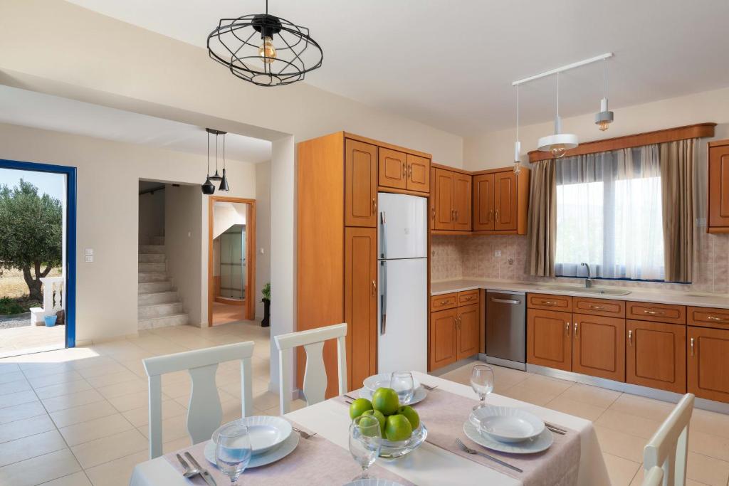 Kuchyň nebo kuchyňský kout v ubytování RITA MARE seafront villas heated Pools