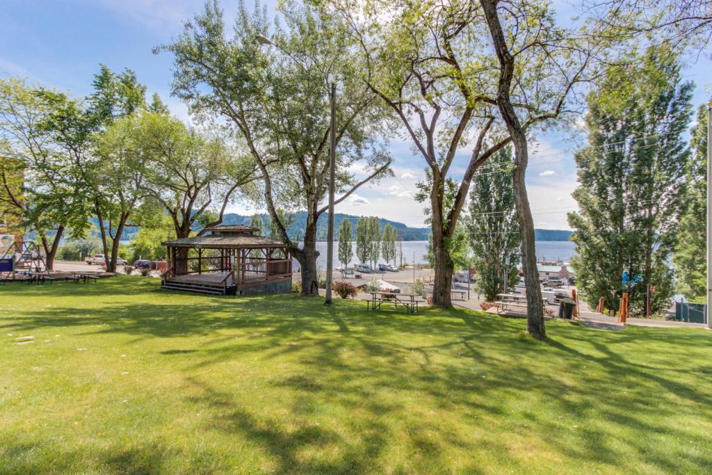 a park with trees and a gazebo at Downtown Harrison Lakefront Getaway in Harrison