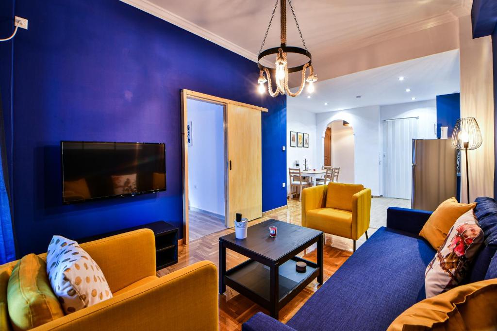 Posezení v ubytování Cozy Blue Apartment