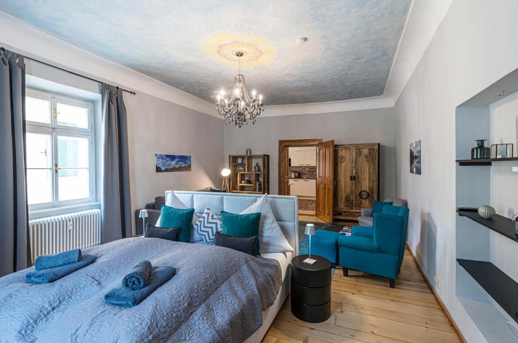 Posteľ alebo postele v izbe v ubytovaní Ferienwohnung Bad Aussee