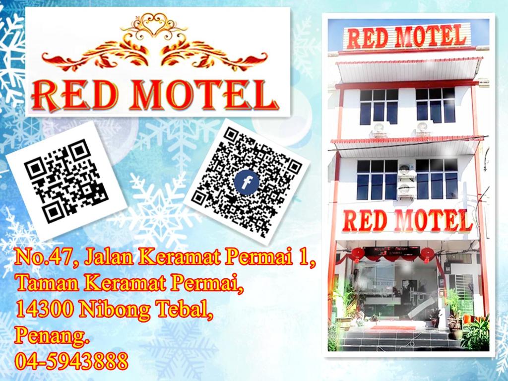a flyer for a red model of a building at Red Motel in Nibung Tebal