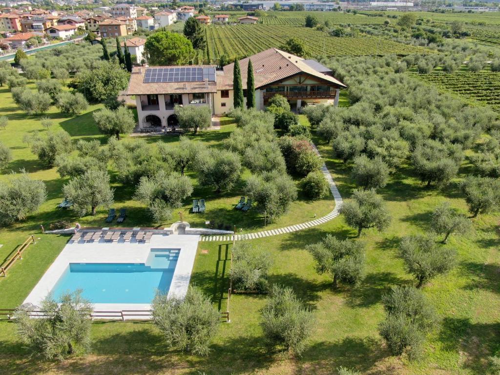 an aerial view of a villa with a swimming pool at O_live Agriresort in Arco