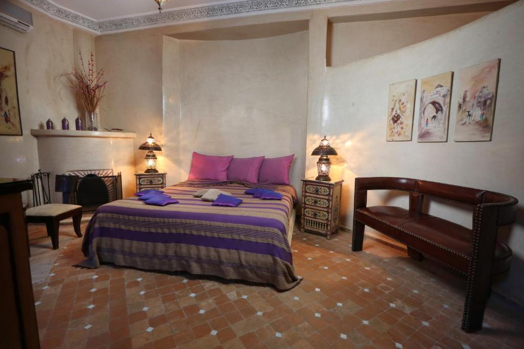 Postel nebo postele na pokoji v ubytování Riad Turquoise