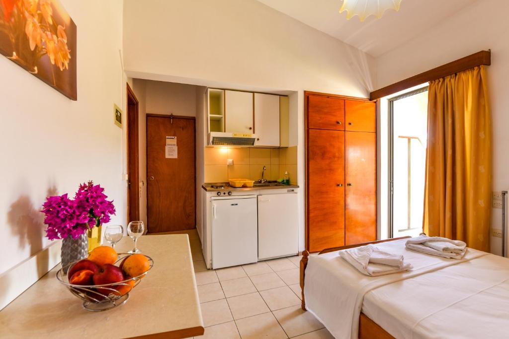 Kuchyň nebo kuchyňský kout v ubytování Ionis Hotel