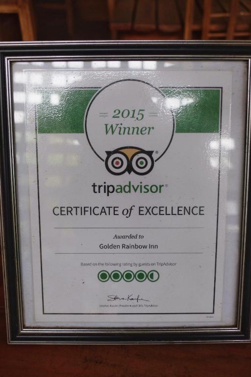 Certifikát, hodnocení, plakát nebo jiný dokument vystavený v ubytování Golden Rainbow Guest House