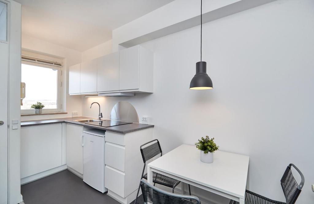 Kuchyň nebo kuchyňský kout v ubytování Hotel-B