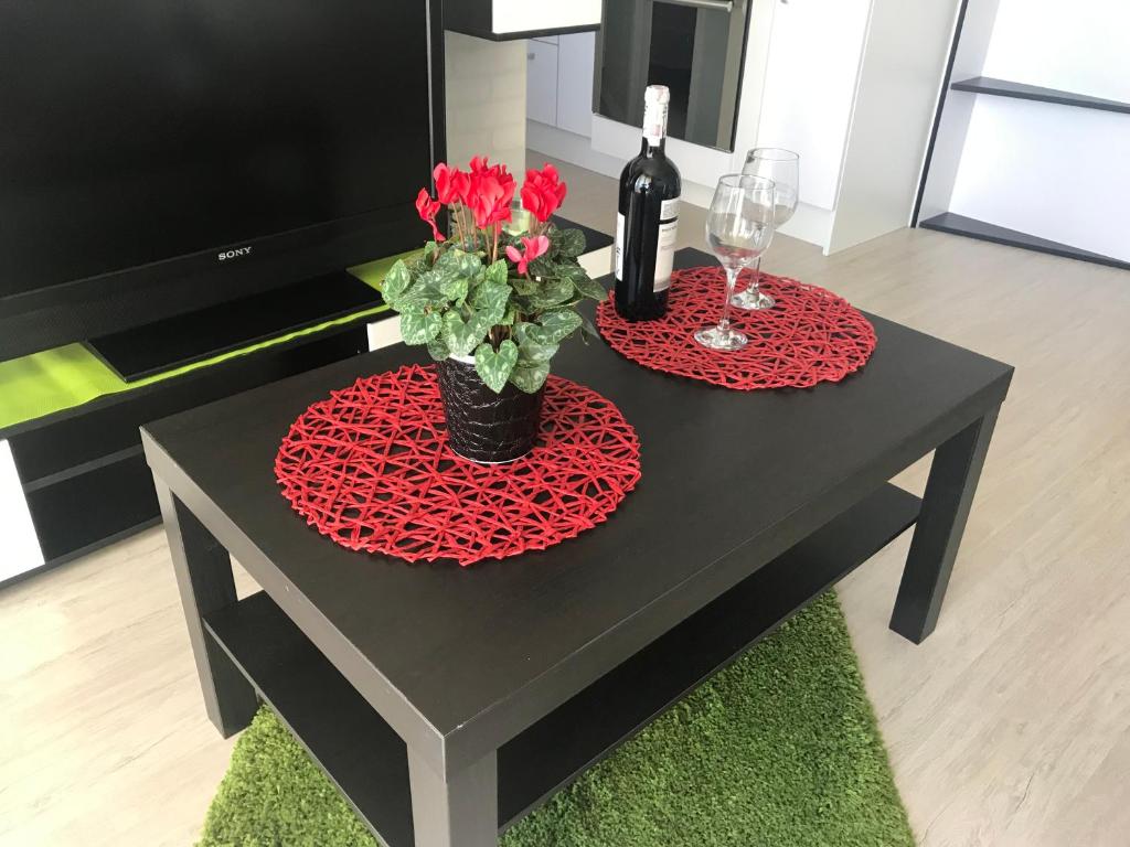 Televízia a/alebo spoločenská miestnosť v ubytovaní Apartament Lucky
