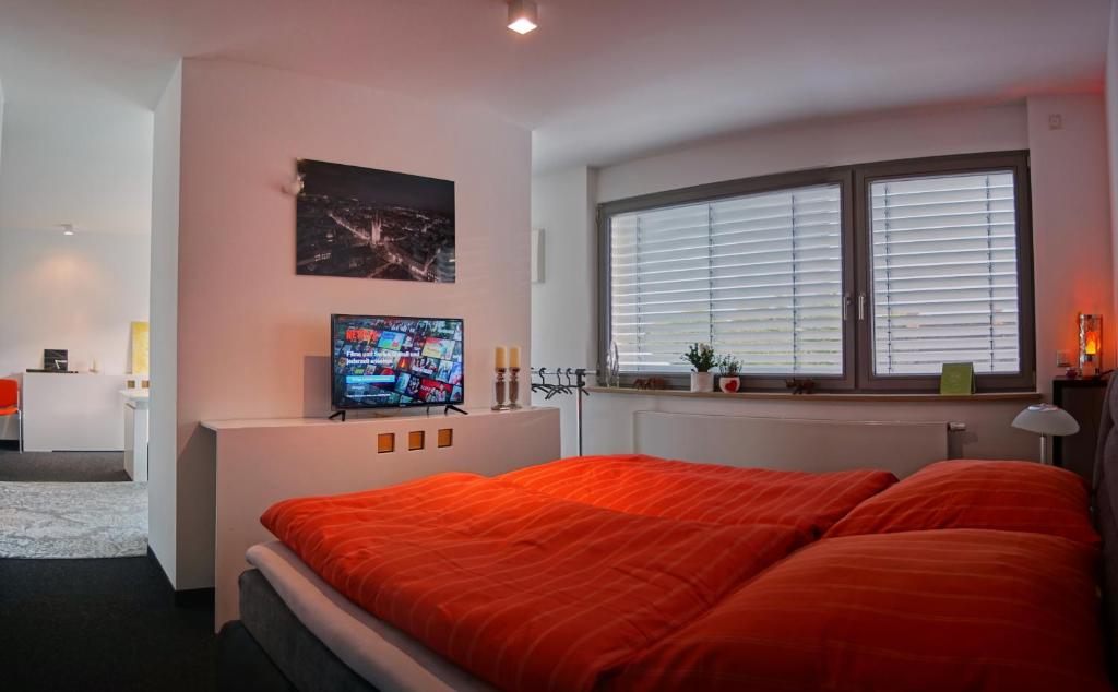 Llit o llits en una habitació de Zimmer - Modernes Apartment mit 45 qm.