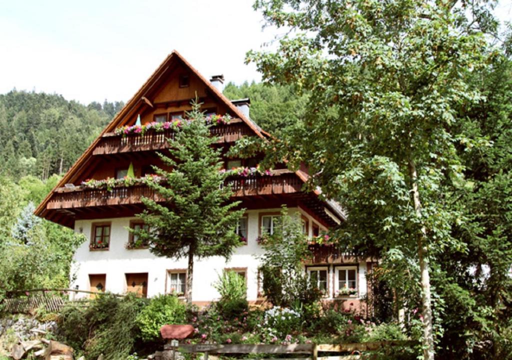 a large house in the middle of a forest at Bartleshof in Wolfach