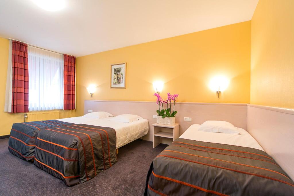 Postel nebo postele na pokoji v ubytování Hotel Leo Station, Villa et Annexes