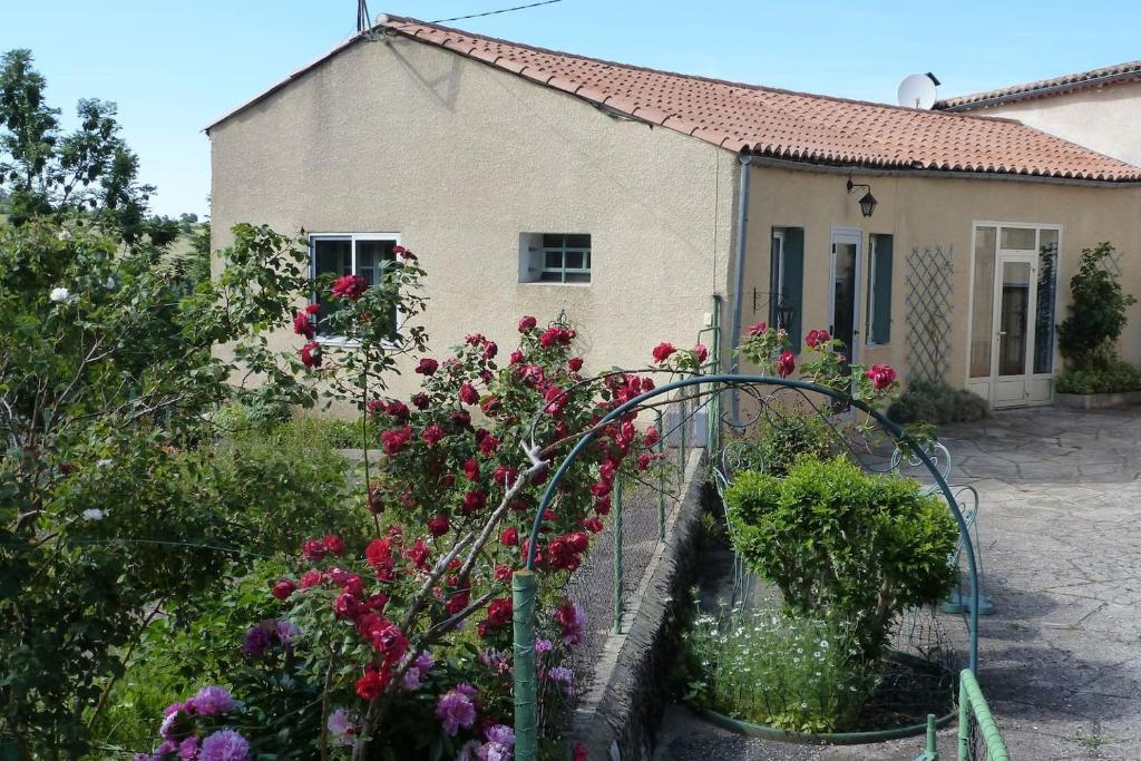 a garden with flowers in front of a house at Vue sur L'Ourtizet in Rodome