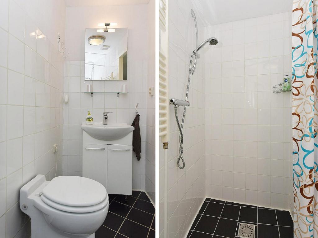 a bathroom with a toilet and a sink and a shower at De Witte Molen Kranenburg in Kranenburg
