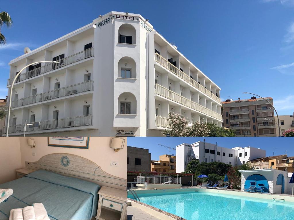 un hotel, una piscina y un edificio en Hotel Riviera, en Alghero