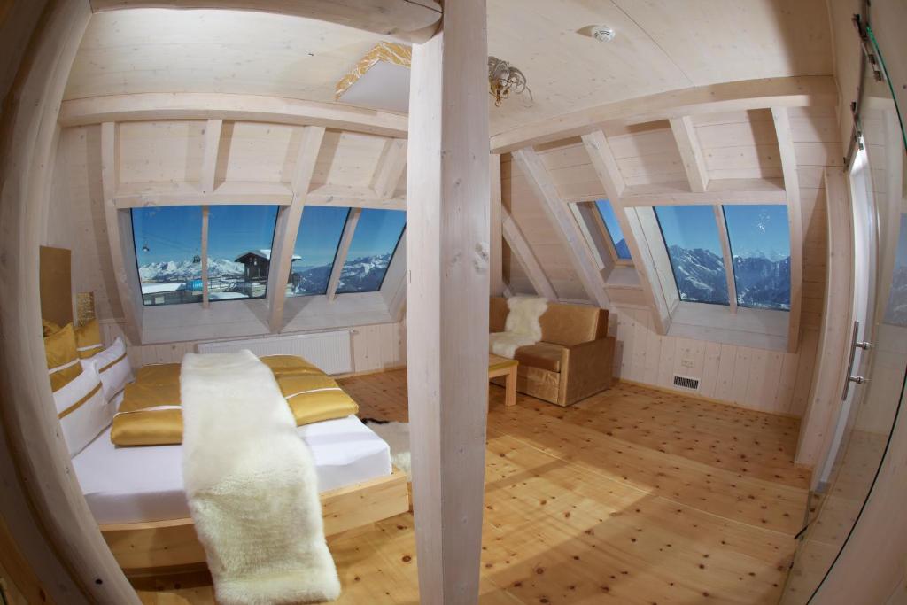Postel nebo postele na pokoji v ubytování Schneekarhütte