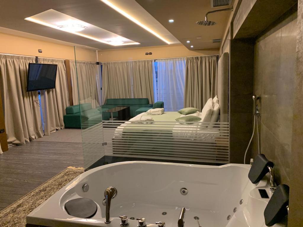 TV a/nebo společenská místnost v ubytování Albanopolis Hotel