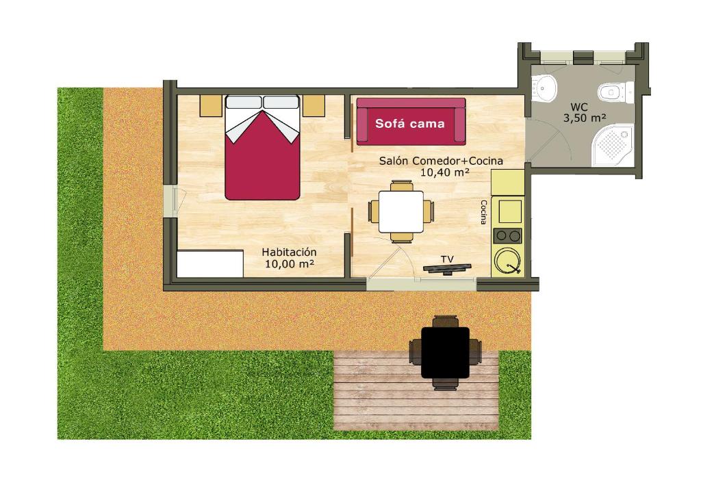 Půdorys ubytování Veragua. Glamping y Apartamentos turísticos