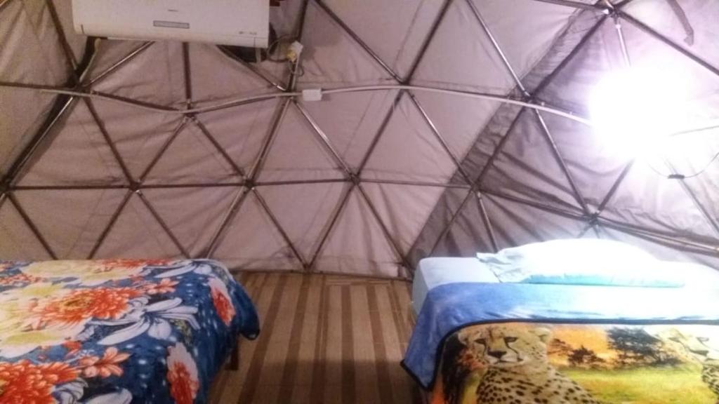 Postel nebo postele na pokoji v ubytování Nativa Whale Domes