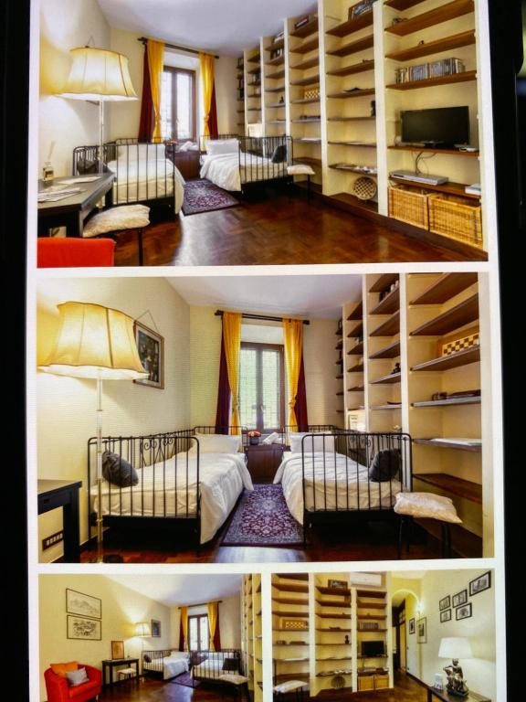 two pictures of a living room and a bedroom at Center Rome Coliseum in Rome