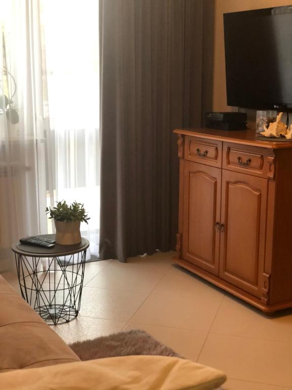 Televízia a/alebo spoločenská miestnosť v ubytovaní Apartament Beauty