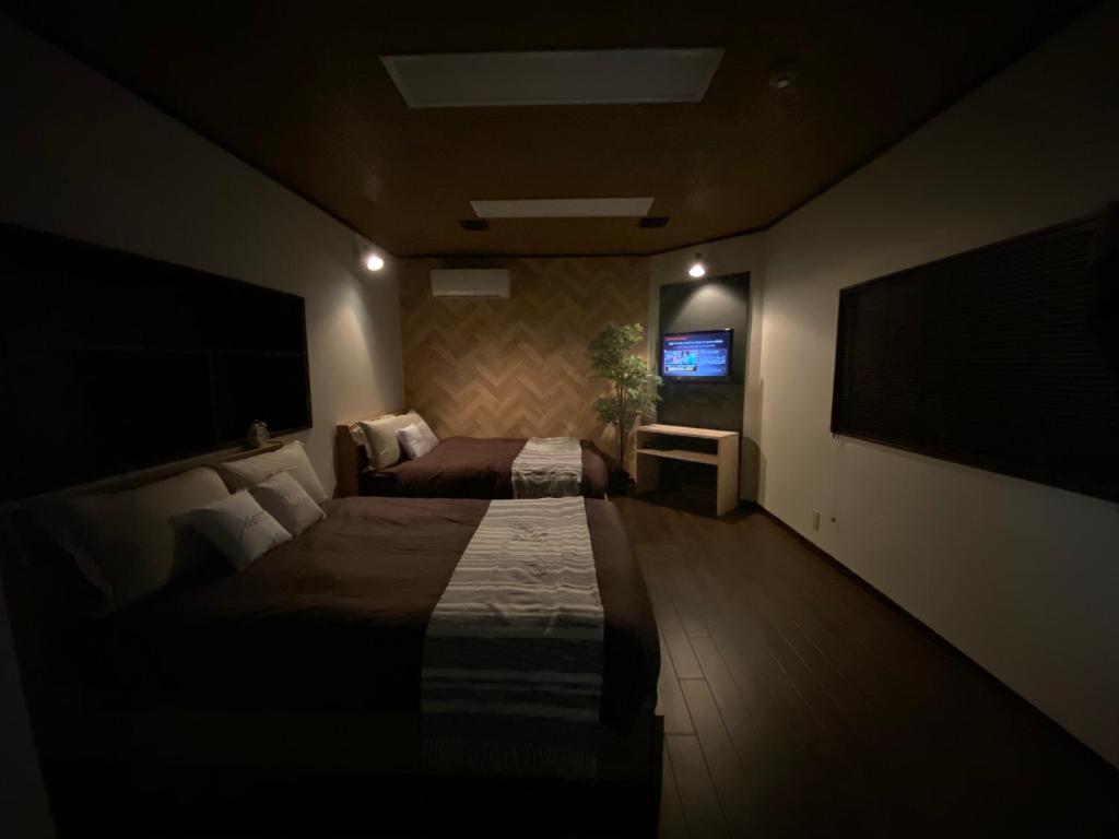 Cette chambre comprend un lit et une télévision à écran plat. dans l'établissement HOTEL Japonica, à Tokyo