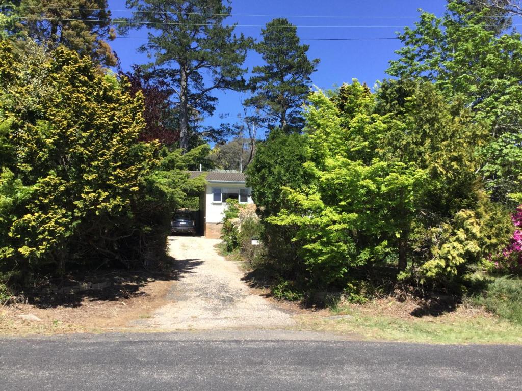 a house surrounded by trees and a driveway at The Wentworth Retreat in Wentworth Falls