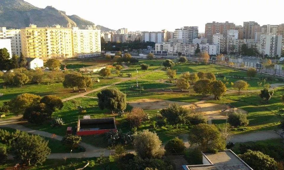a park in the middle of a city with buildings at Room 335 in Palermo