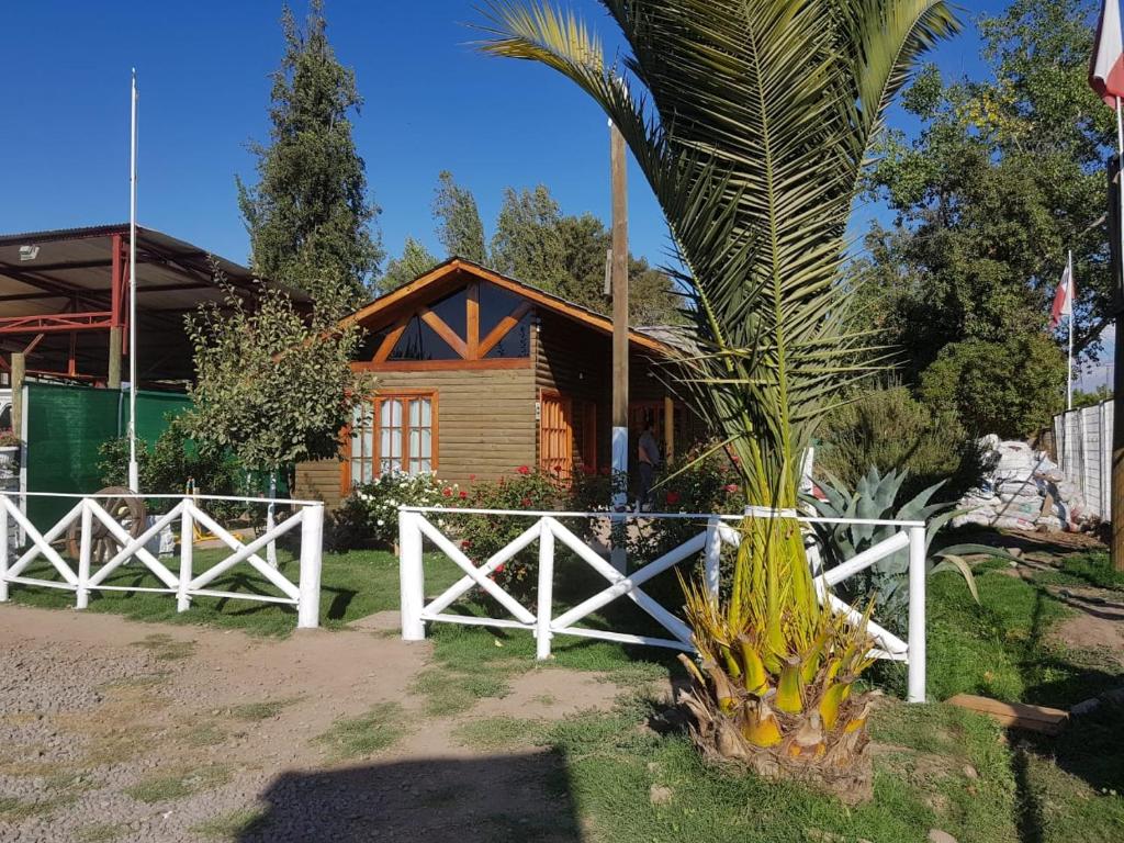 a house with a white fence and a palm tree at CASA GUADALUPE SAN FELIPE in San Felipe
