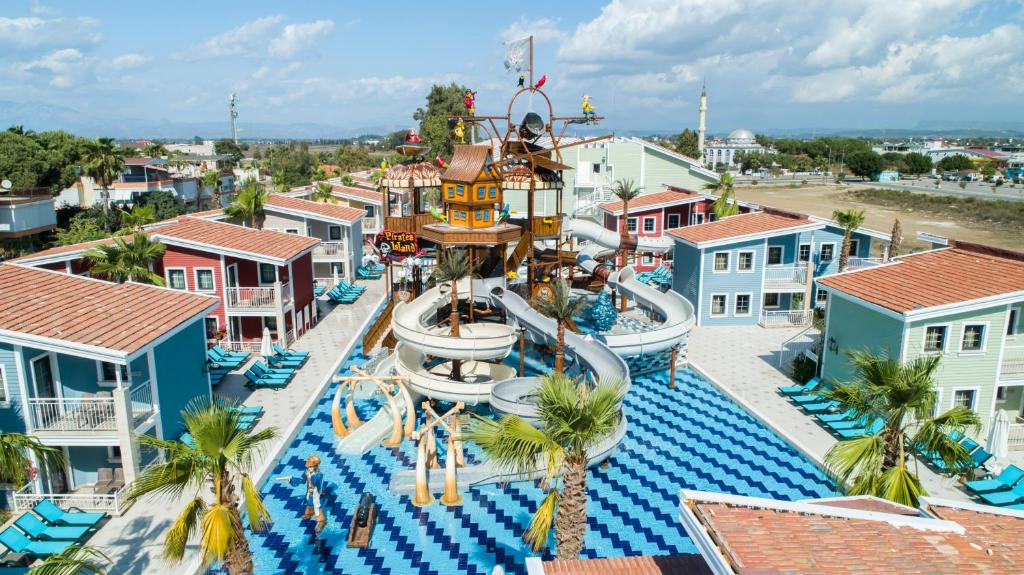 an aerial view of a water park at a resort at Crystal Club World of Colours in Belek