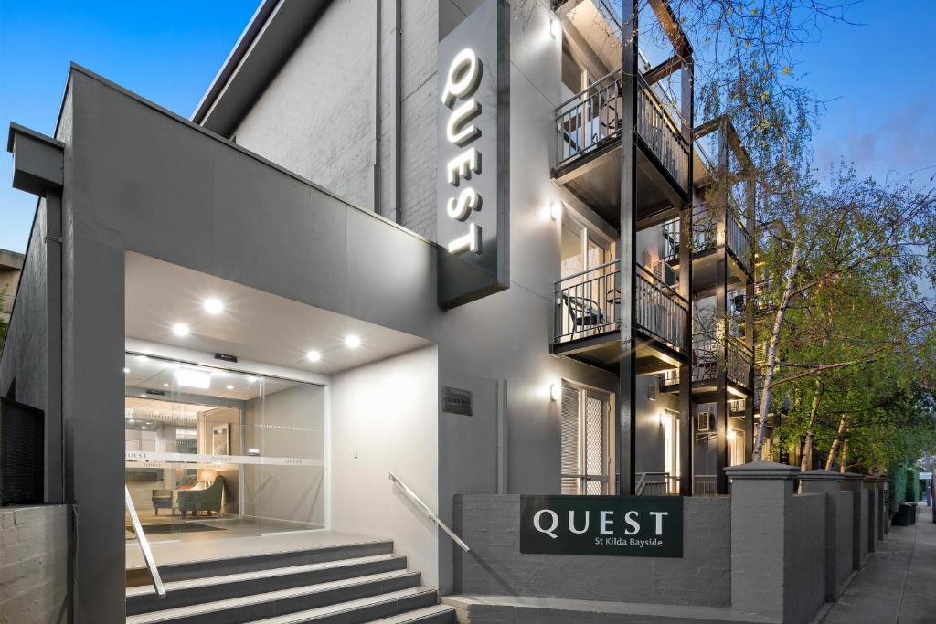 a quest building with a sign in front of it at Quest St Kilda Bayside in Melbourne