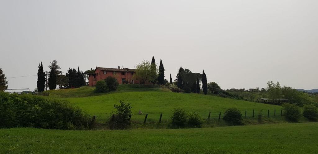 a house on top of a green hill at Colle Cornetto in Spoleto