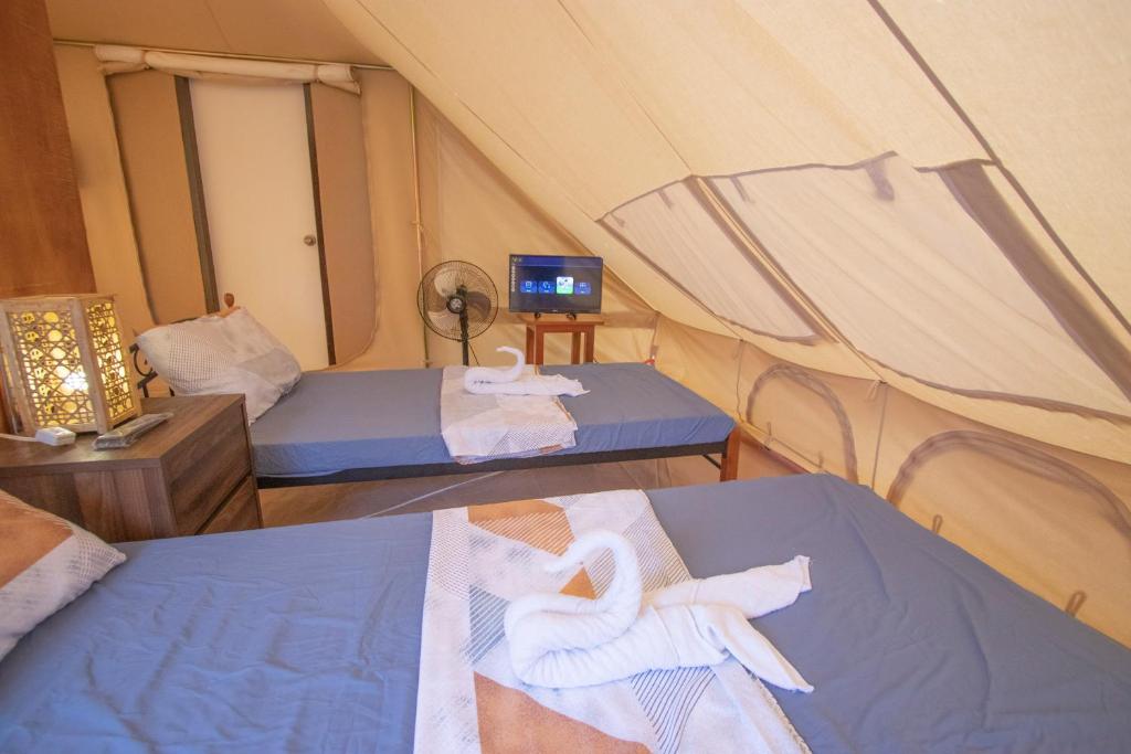 Postel nebo postele na pokoji v ubytování The Acacia Glamping Park