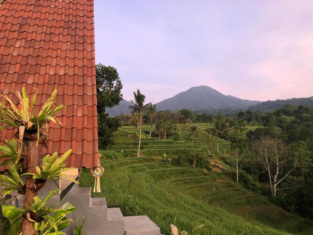 Casa con vistas al campo y a las montañas en Padi Bali Jatiluwih, en Tabanan