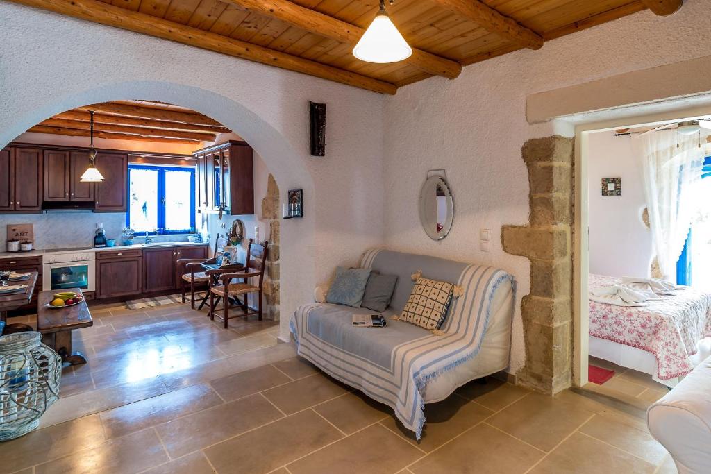 A seating area at Villa Myrina with Sea View BY APOKORONAS-VILLAS