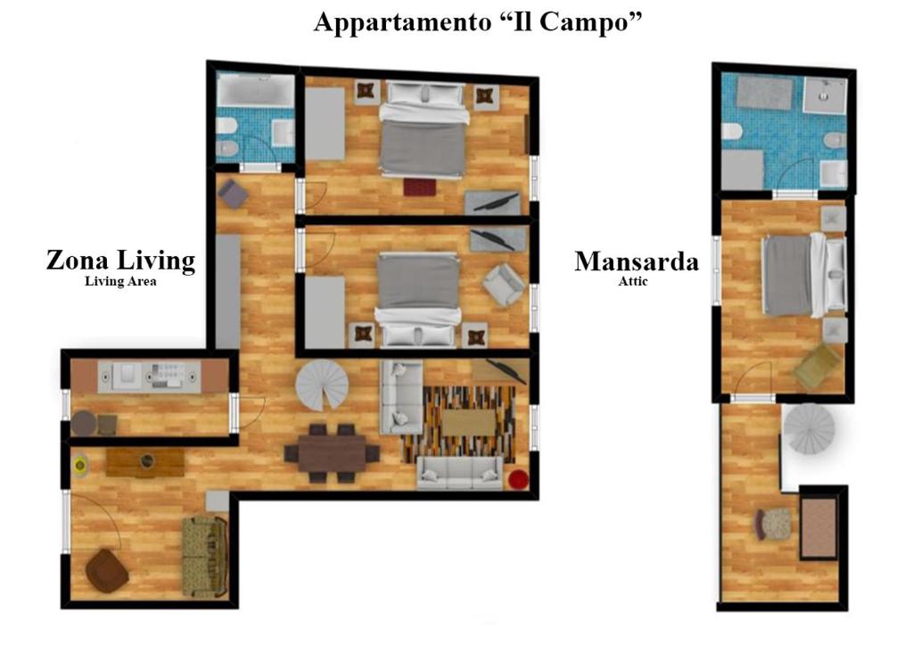Plan piętra w obiekcie Appartamento Il Campo
