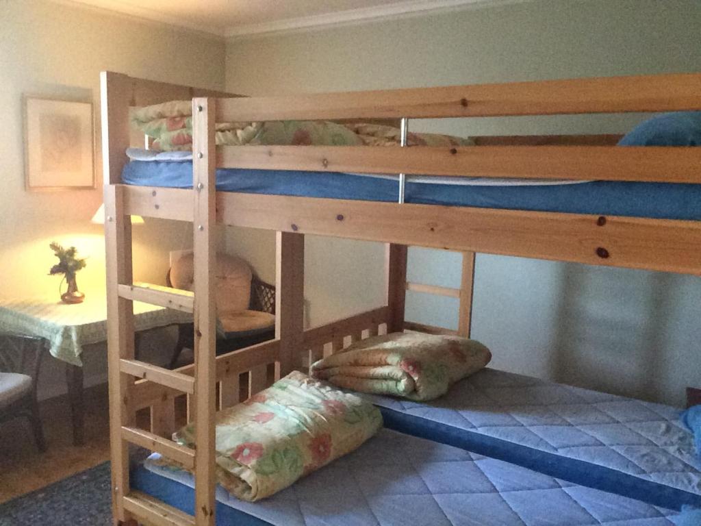 a bunk bed with two bunk beds in a room at Örnsköldsviks Vandrarhem in Örnsköldsvik