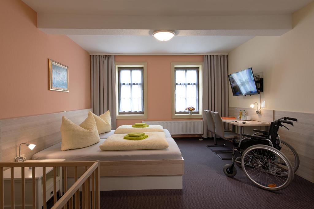 TV a/nebo společenská místnost v ubytování Pension-Café-Libelle