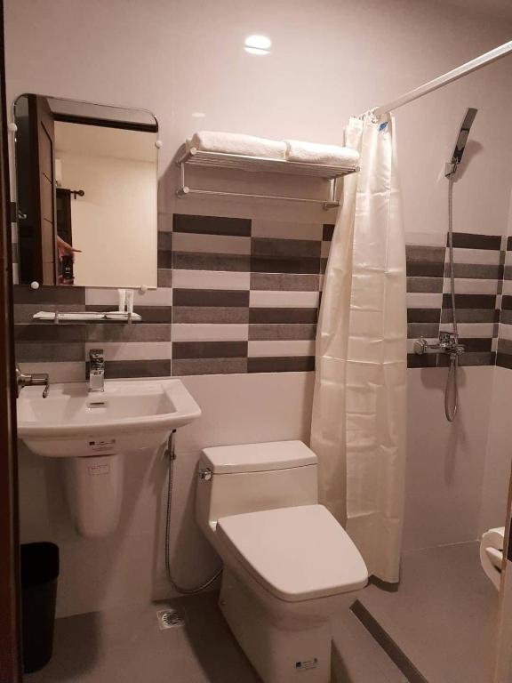 Koupelna v ubytování Hotel Lourdes