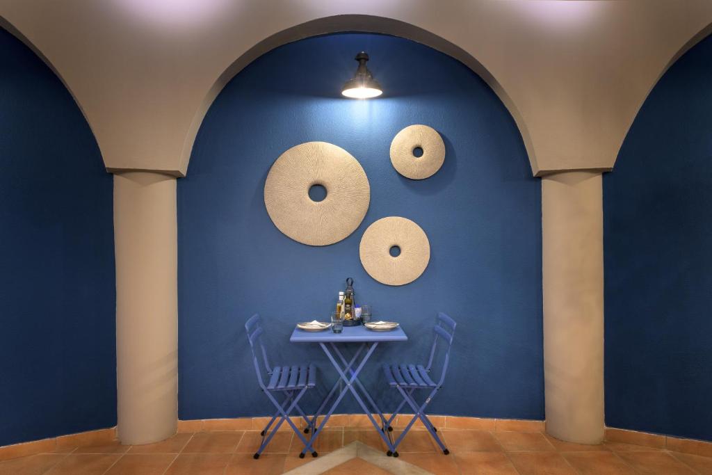 A seating area at Porto Angeli