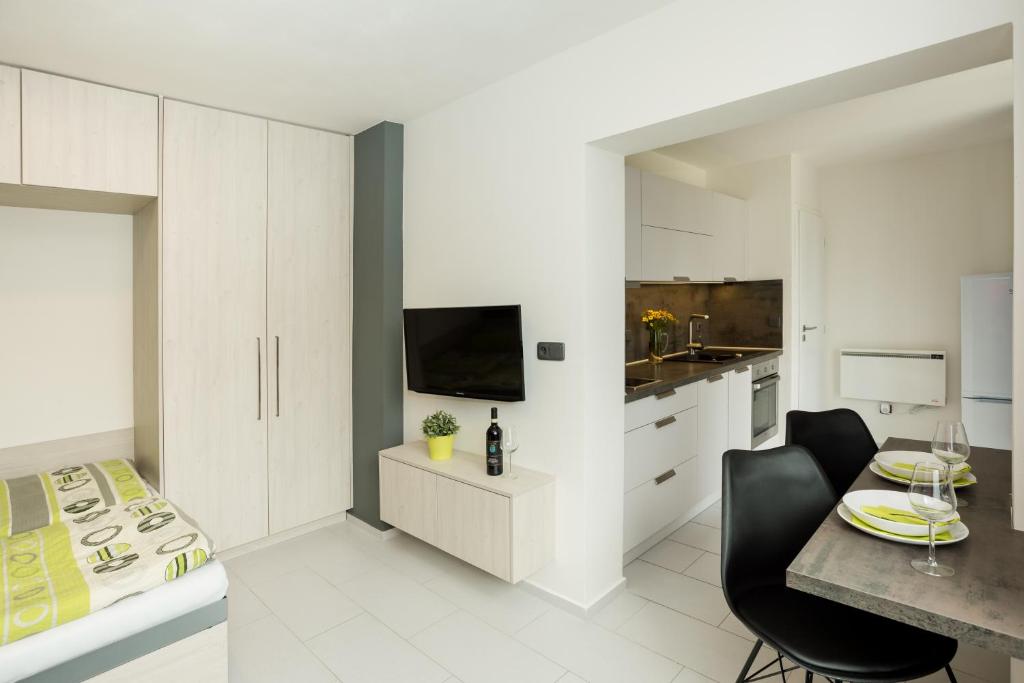 Kuchyň nebo kuchyňský kout v ubytování Apartmány Stožec - Stela Premium