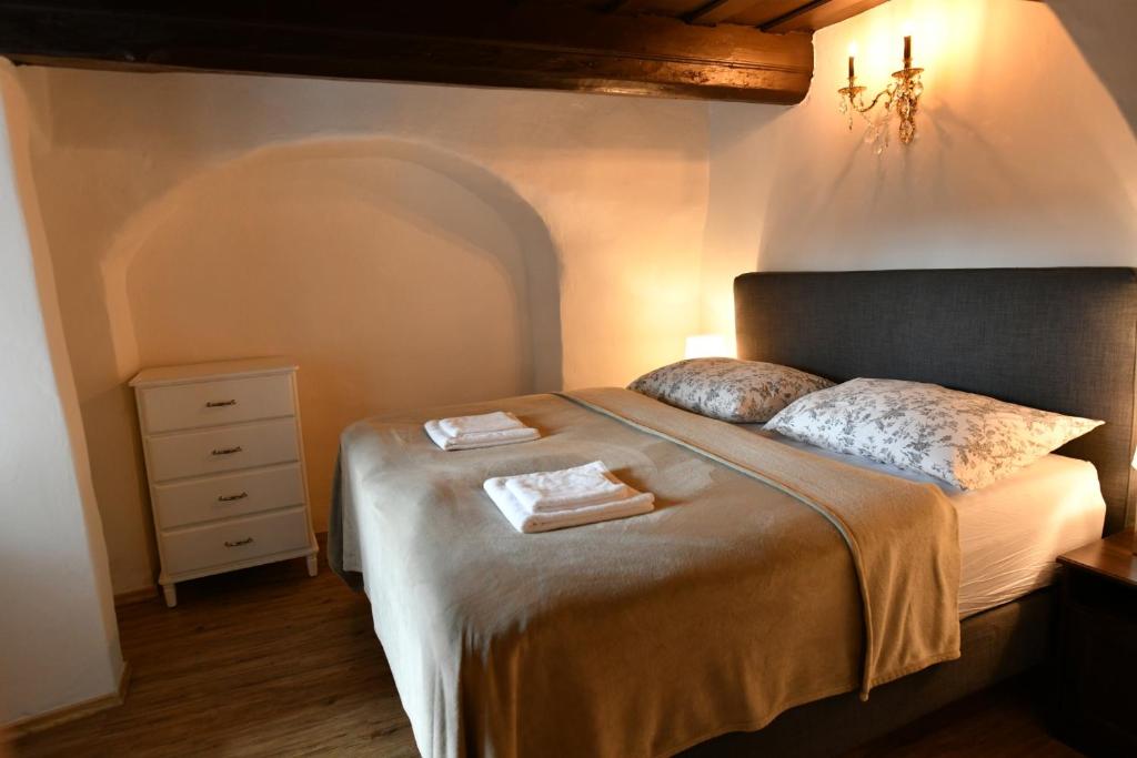 Postel nebo postele na pokoji v ubytování Bed&Bike Prachatice