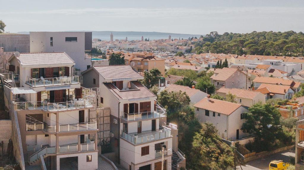 an aerial view of a city with houses at Apartment Patricia in Rab