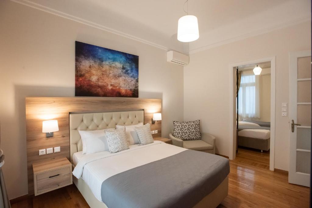 Łóżko lub łóżka w pokoju w obiekcie Blue Ark Lavish Sauna Suite