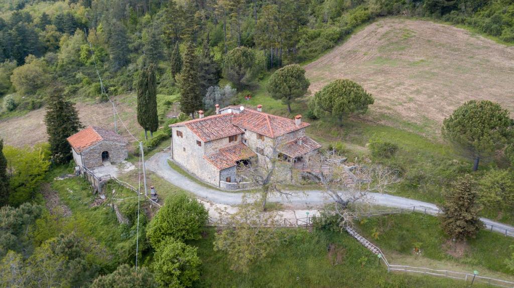 an aerial view of a house on a hill at Fattoria di Cintoia in Pontassieve