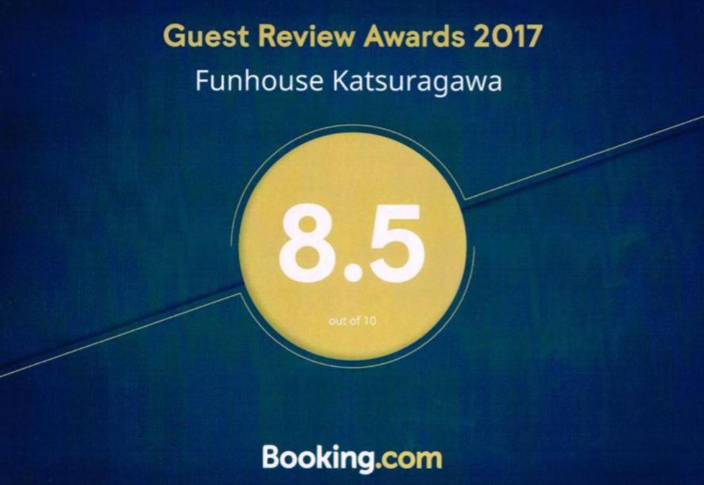 a sign that says guest review awards with the number eight at Funhouse Katsuragawa in Kyoto