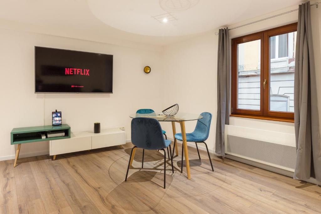 TV a/nebo společenská místnost v ubytování Travel Homes - L'Arsenal, studios en hyper centre