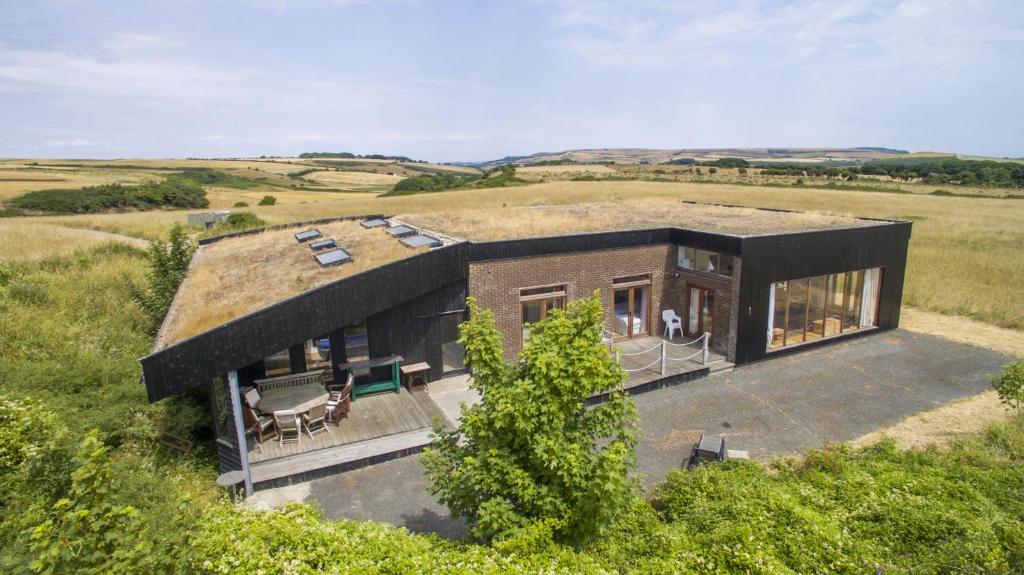 an overhead view of a house in a field at The Old Signal House in Niton