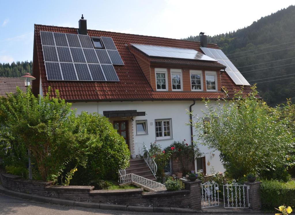 a house with solar panels on the roof at Ferienwohnung Klock in Weisenbach