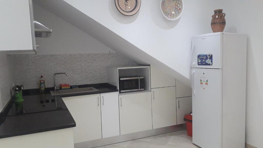Kuchyň nebo kuchyňský kout v ubytování Appartement à La Marsa